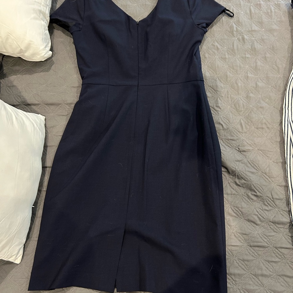 Banana Republic Blue Pleated Sheath Dress V-Neck Midi